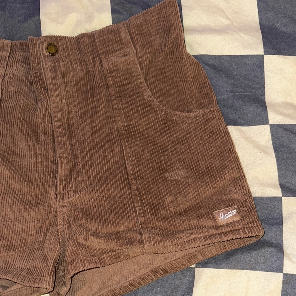 Hammies Women's High Waist Brown Corduroy Shorts